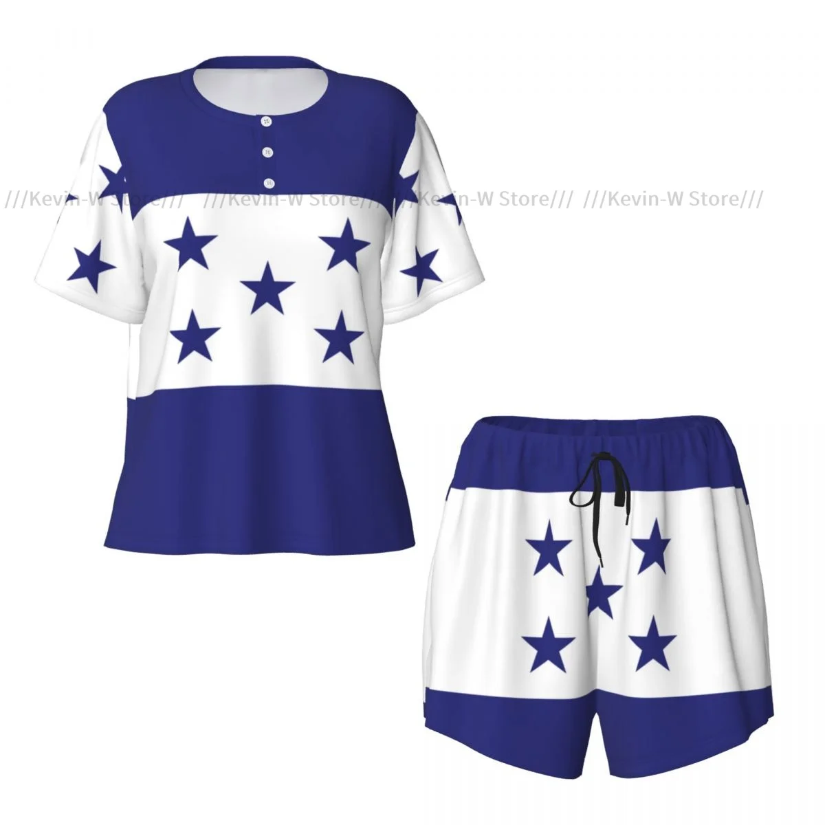 Conjunto de pijamas femininos bandeira do Honduras Homewear duas peças de manga curta curta