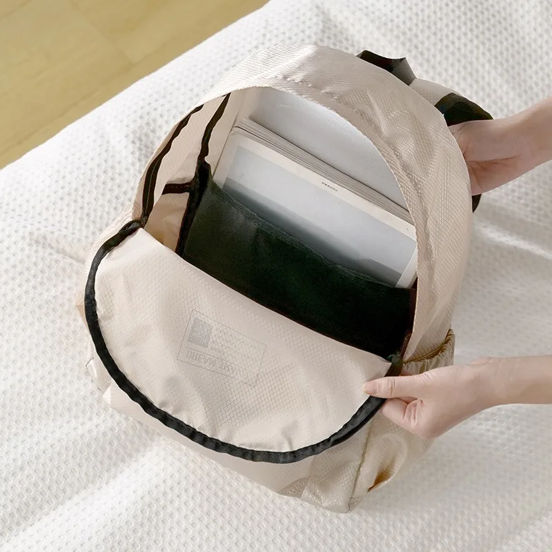 EuropeanandAmerican Folding Portable Backpack Extra Large Capacity Storage Bag Waterproof Breathable Solid Color Travel Backpack