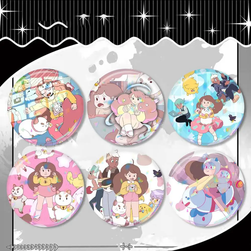 Bee And Puppycat Cartoon Style Badge Laser Badge Creative Pins Brooch for Bag Clothes Hat Decor Gifts Fans Collect