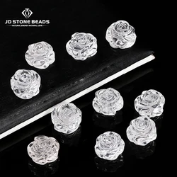 1 pc Naturstein Stein Quarz Rose Blume geschnitzte Perlen weiße Kristall Penants für Schmuck machen DIY Halskette Armband Zubehör