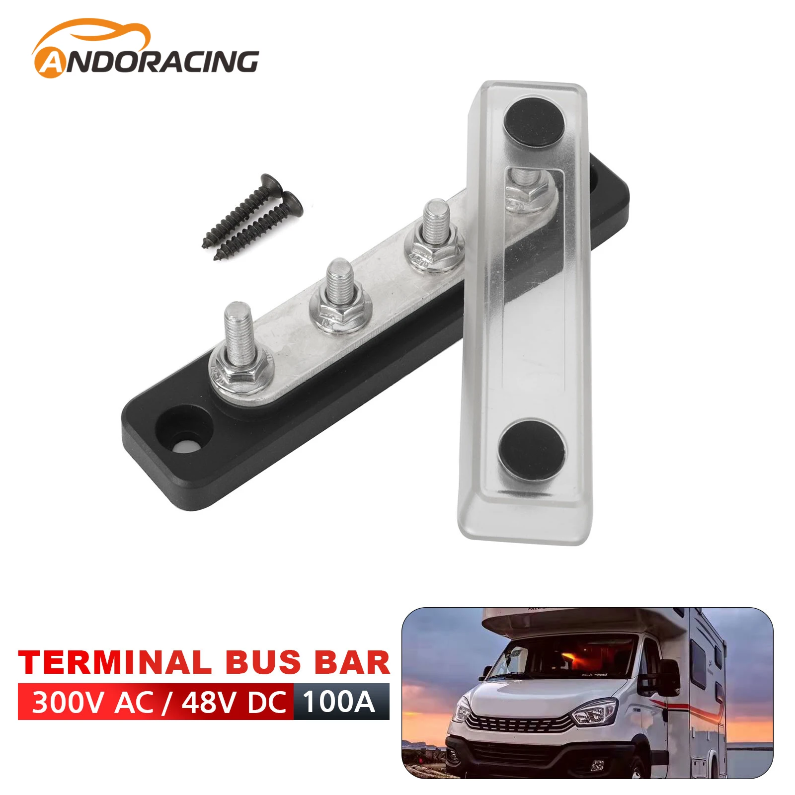 

Auto Bus Bar Battery Power Distribution Block Terminal Studs Busbar Powerterminal Block for RV Boat 300V AC 48V CD 100A