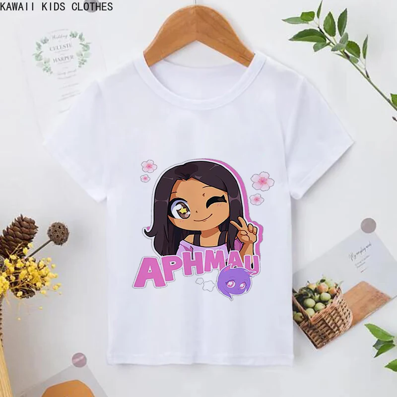 New Funny Aphmau T-shirt Kawaii Aphmau T-shirts Print Princess Children\'s Clothing Cartoon Anime Boys Girls Shirt Cat Print Tops