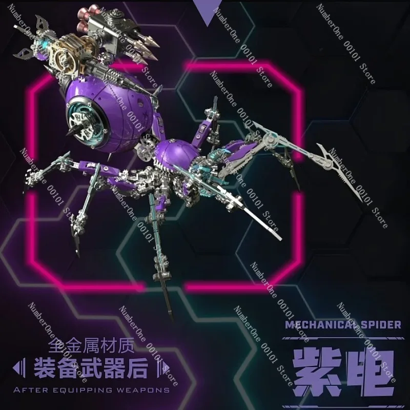 High-Difficulty Metal Assembly Mechanical Model, Five Tiger Generals Spider 3D Puzzle, Precision Hand-Crafted Figurine Toy
