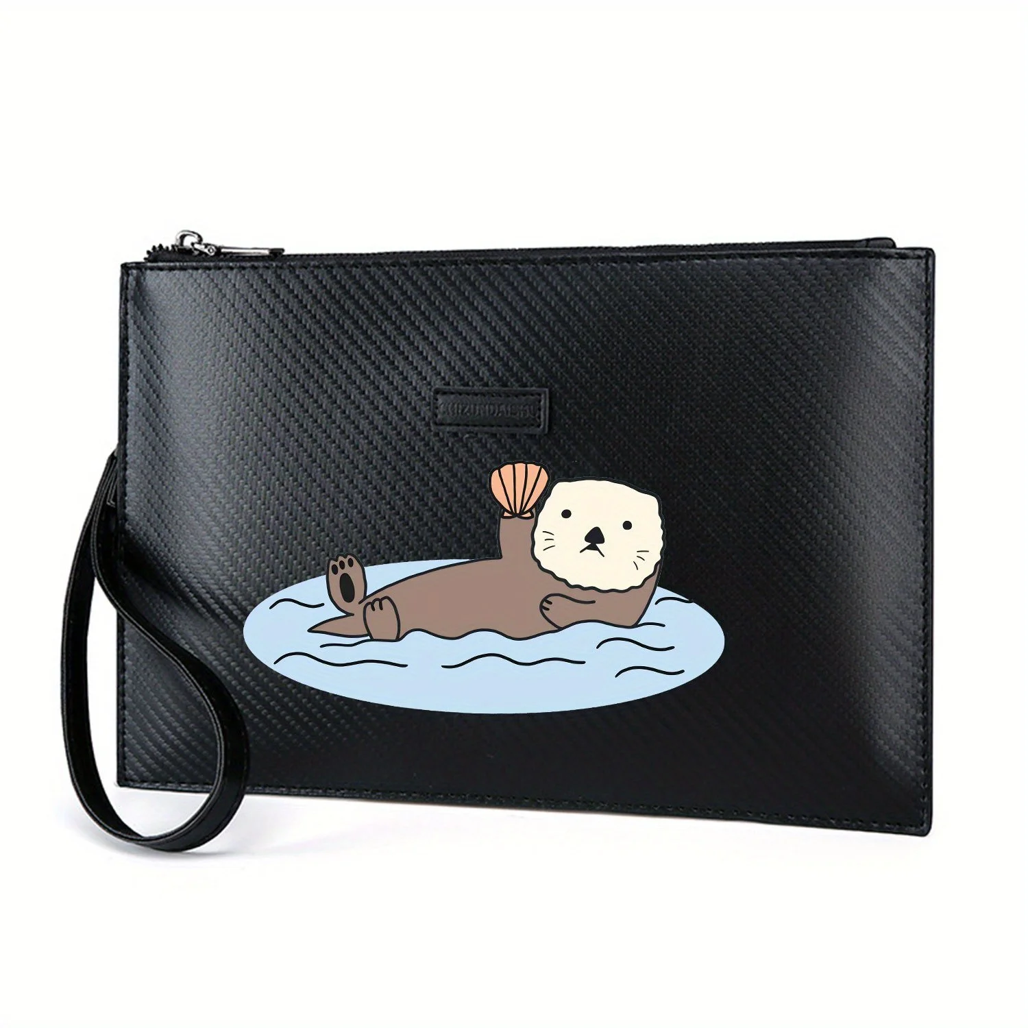 Lontra di mare con guscio in acqua Elegante borsa da uomo in PU stampato Alla moda e pratica per il trasporto quotidiano