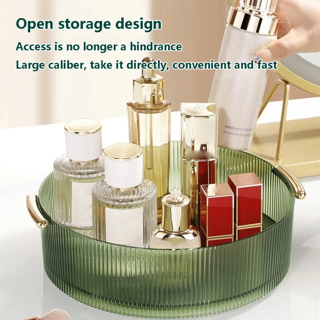 360 Rotating Makeup Organizer Tray Round Cosmetic Storage Holder for Jewelry, Perfume Rotating Spice Rack For Bathroom Kitchen