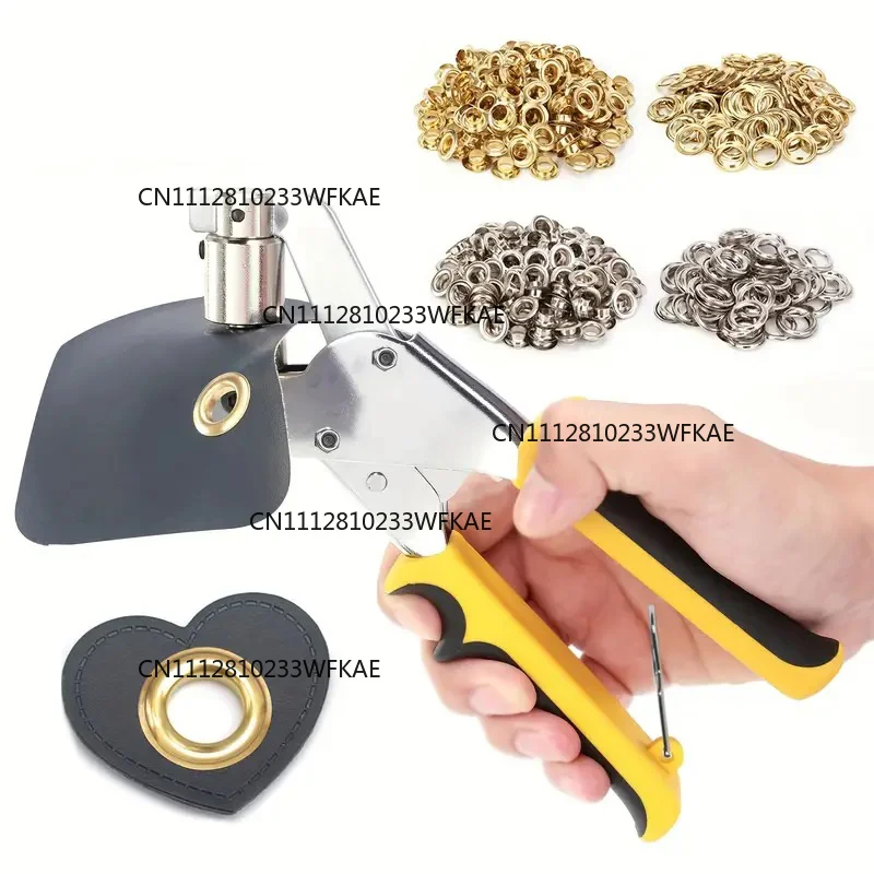 3/8 Inch 10mm Grommet Pliers Kit Tools Handheld Hole Punch with 200/500 Set of Eyelet Grommets for Leather Canvas Clothing