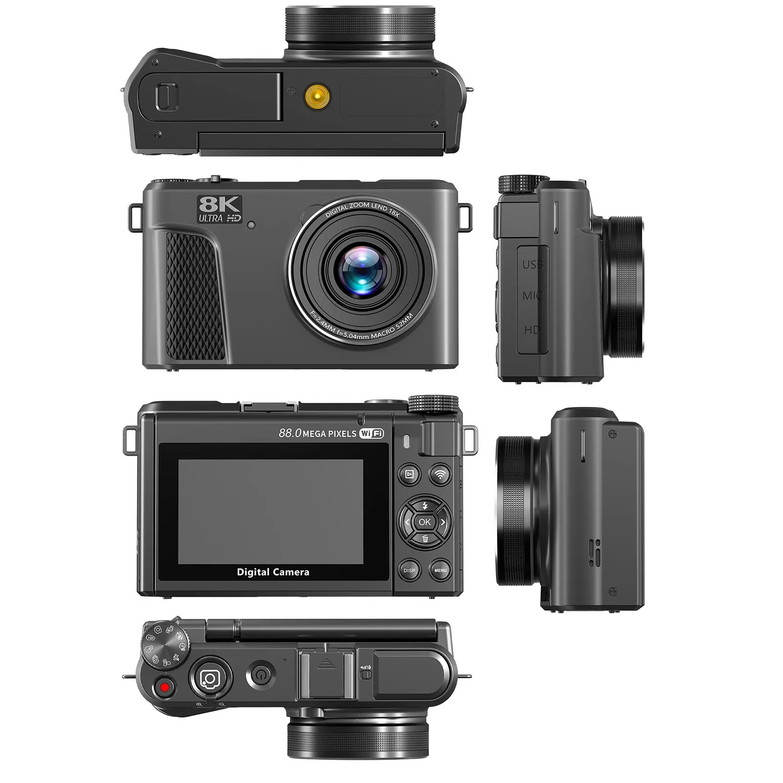 كاميرا رقمية 8K 88MP 18x Zoom ضبط تلقائي للصورة WiFi كاميرا سفر مع شاشة 3 بوصة قابلة للطي مرشحات متعددة ملء الضوء للبث المباشر #4