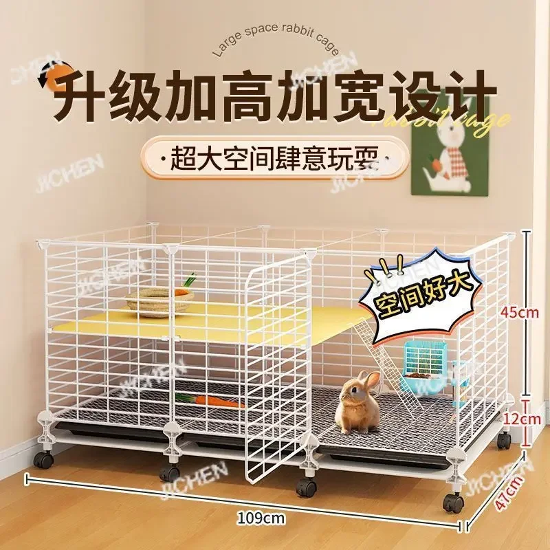 

HGCS Rabbit Cage Double-layer Oversized Automatic Manure Cleaning Dutch Pig Dwarf Rabbit Special Two-story Platform High Qualit
