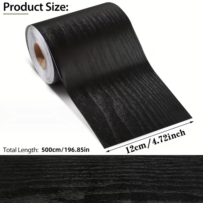 1PC 5mx12cm Wood Grain Waistline Skirting Line, Self-Adhesive And Easy to Peel, Suitable for Door Casings,And Window Sill Decora