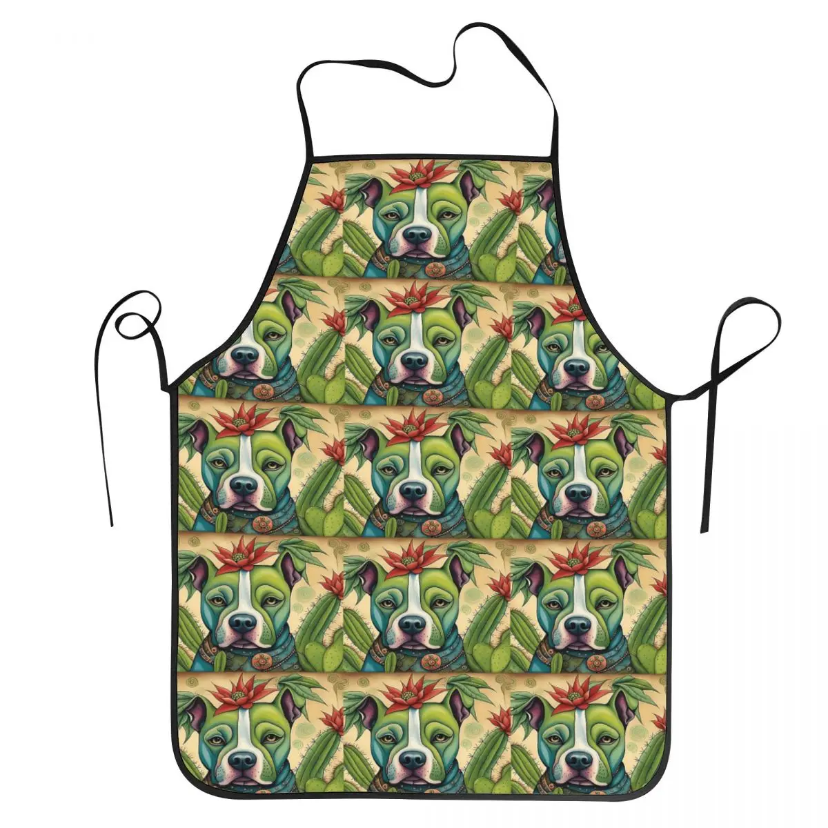 Pit Bull Prickly Portraits Aprons Chef Cuisine Tablier Sleeveless Bib Kitchen Cleaning Pinafore for Women Men Painting
