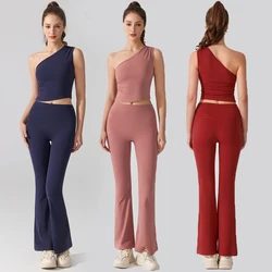 Two Pieces Fitness Yoga Set Women Solid Color Stretchy Soft Gym Suit Breathable Quick Dry Workout Clothes Female Sportswear