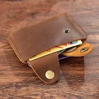 Handmade Crazy Horse Leather Card Holder for Men, Slim 2 Pocket Credit Card Case, Pure Leather Minimalist Wallet