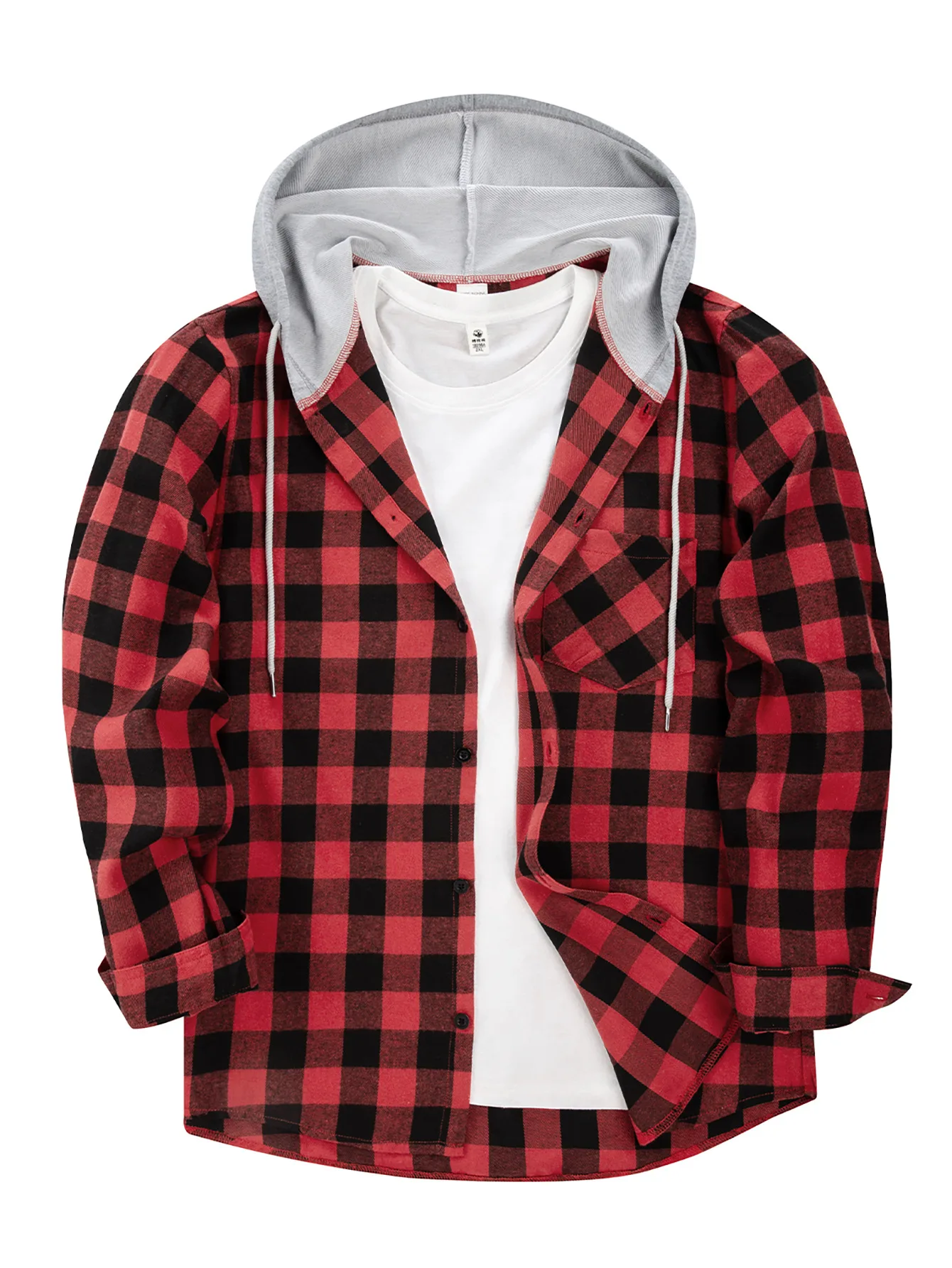 Women Casual Plaid Shirt Hooded Long Sleeve Loose Single-breasted Shirt Tops Woman Harajuku Checkered Blouse Oversized Clothes