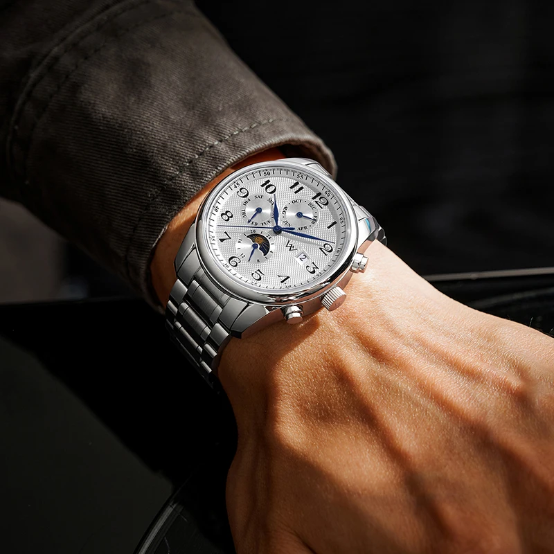 WM ساعات رجالية فاخرة الياقوت ساعة ميكانيكية أوتوماتيكية 40 مللي متر الفولاذ المقاوم للصدأ مقاوم للماء ساعة ويلي ميرك WM169M