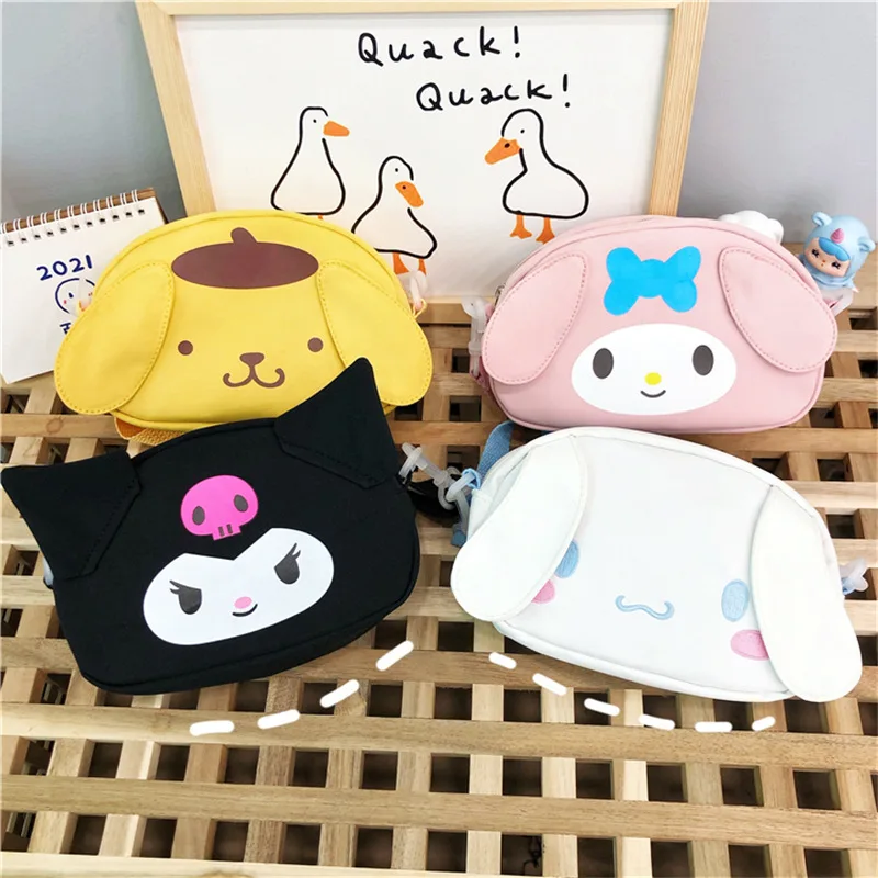 Sanrio Sling Bag For Women Korean Style Simple Hobos Chest Bag Cinnamoroll Kuromi My Melody Students Shoulder Bags Girl Toy Gift