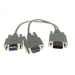 RGB VGA SVGA Male to 2 VGA two HDB15 Female Splitter Adapter extension Cable w/ core VGA splitter adaptor connector converter