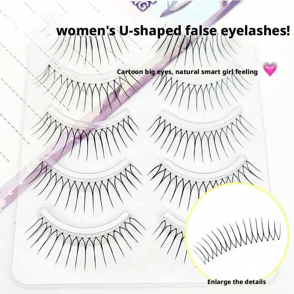 ขนตาปลอมธรรมชาติ 5 คู่ รูปทรงตัวยู แบบมังงะ ขนตาปลอมแบบเส้น สำหรับต่อขนตา ขนตาปลอมแบบบางเบา สไตล์การ์ตูน สำหรับสาวๆ แต่งหน้าด้วยตัวเอง