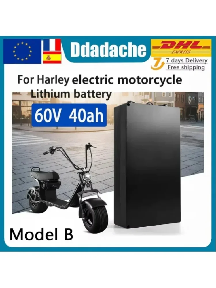 60V 100ah Elektroroller, geeignet für 250W~2000W Motorräder/Dreiräder/Fahrräder, wasserdichte Lithiumbatterie + 67,2V Ladegerät