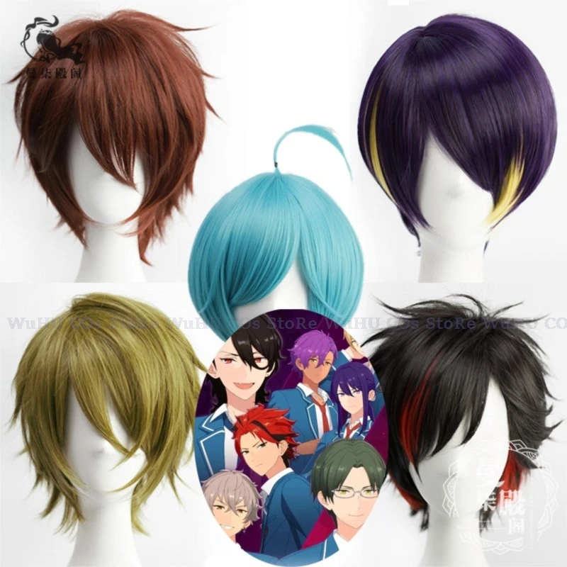 Ensemble Stars Cosplay Wig para Homem, Narukami Arashi, Morisawa Chiaki, Nagumo Tetora, Ogami Koga, Halloween Party