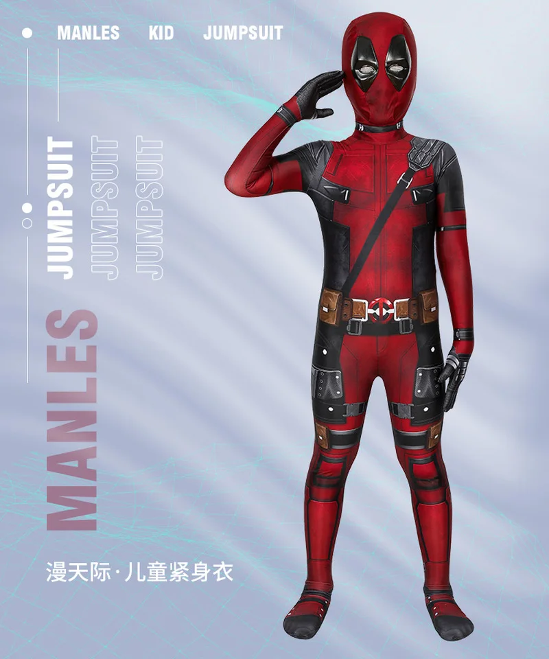 Deadpool Costumes Bodysuit For Boys Superhero Cosplay Comic Compression Workout Body Building Dead Pool Anime Halloween Kid Gift