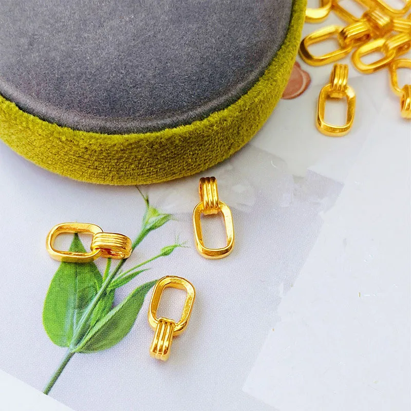 

LABB полностью золото 999 двойное кольцо кулон 24 К геометрическое винтажное ожерелье кулон женский бутик ювелирных изделий подарок P238