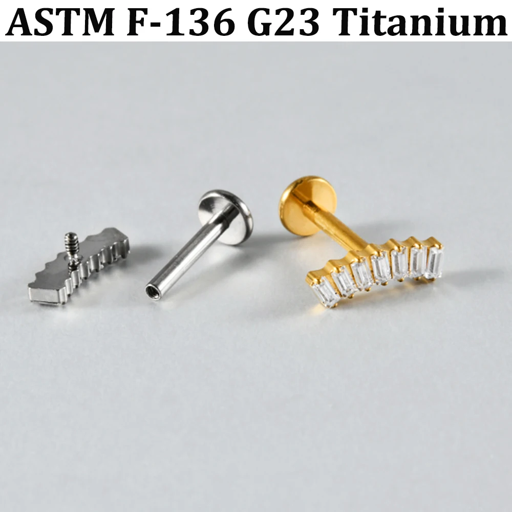 2/1 Stück Pferdeauge CZ Gebogener Blumen-Lippenpiercing mit flacher Rückseite aus G23 Titanlegierung mit Innengewinde, Zirkonia-Ohrknorpel-Tragus-Ohrring – Detail 7
