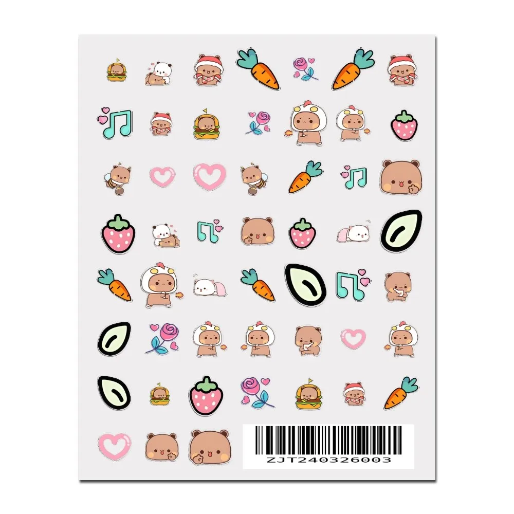 Cute BUBU DUDU Stickers 1PCS New 3D Adhesive Nail Art Sticker Cartoon Nail Art Decal Sticker Nail Parts Manicure