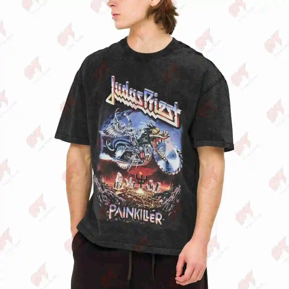 Judas Priest Painkiller Vintage Washed Tee Pure Cotton T-Shirt
