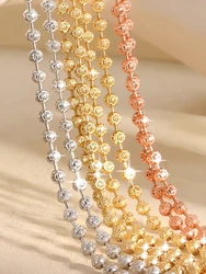 Pure 925 Sterling Silver Starlight Diamond Chain Necklace for Women ,S925 2mm Scimitar Ball Beads Collar fit Pendant DIY Jewelry