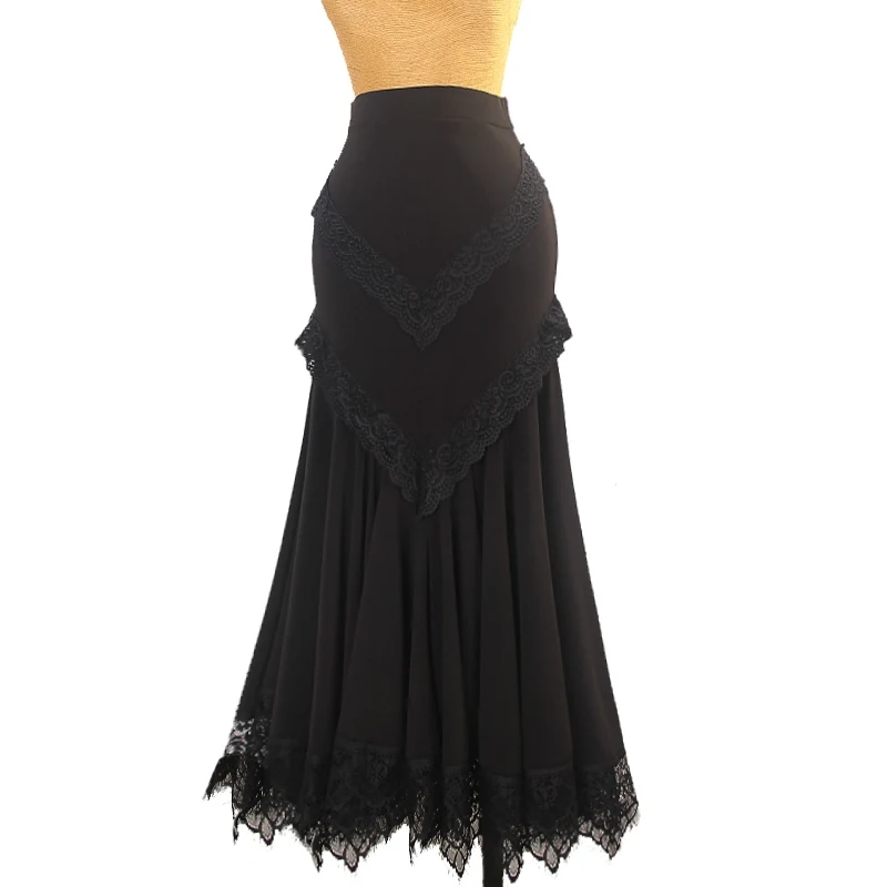 

Кружевная длинная юбка, современные танцевальные юбки, одежда для танцоров, тренировочная одежда, чача, румба, танго, танцевальные юбки для взрослых и женщин, бальные юбки DQL9502