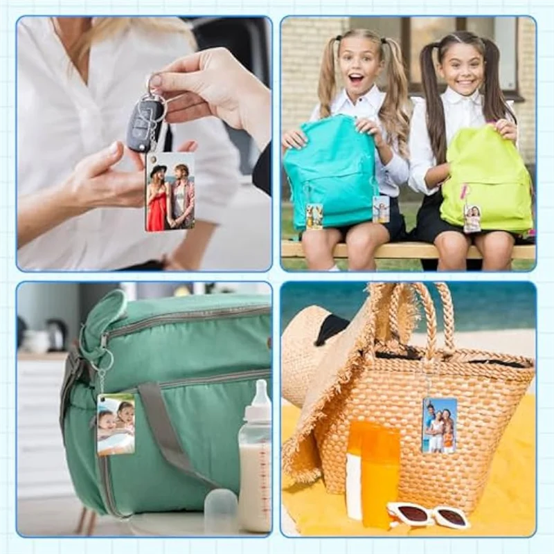 VEHO-270Pcs Double-Sided Rectangle Sublimation Keychain Blanks,Density Board Rectangle Sublimation Key Chains Accessories