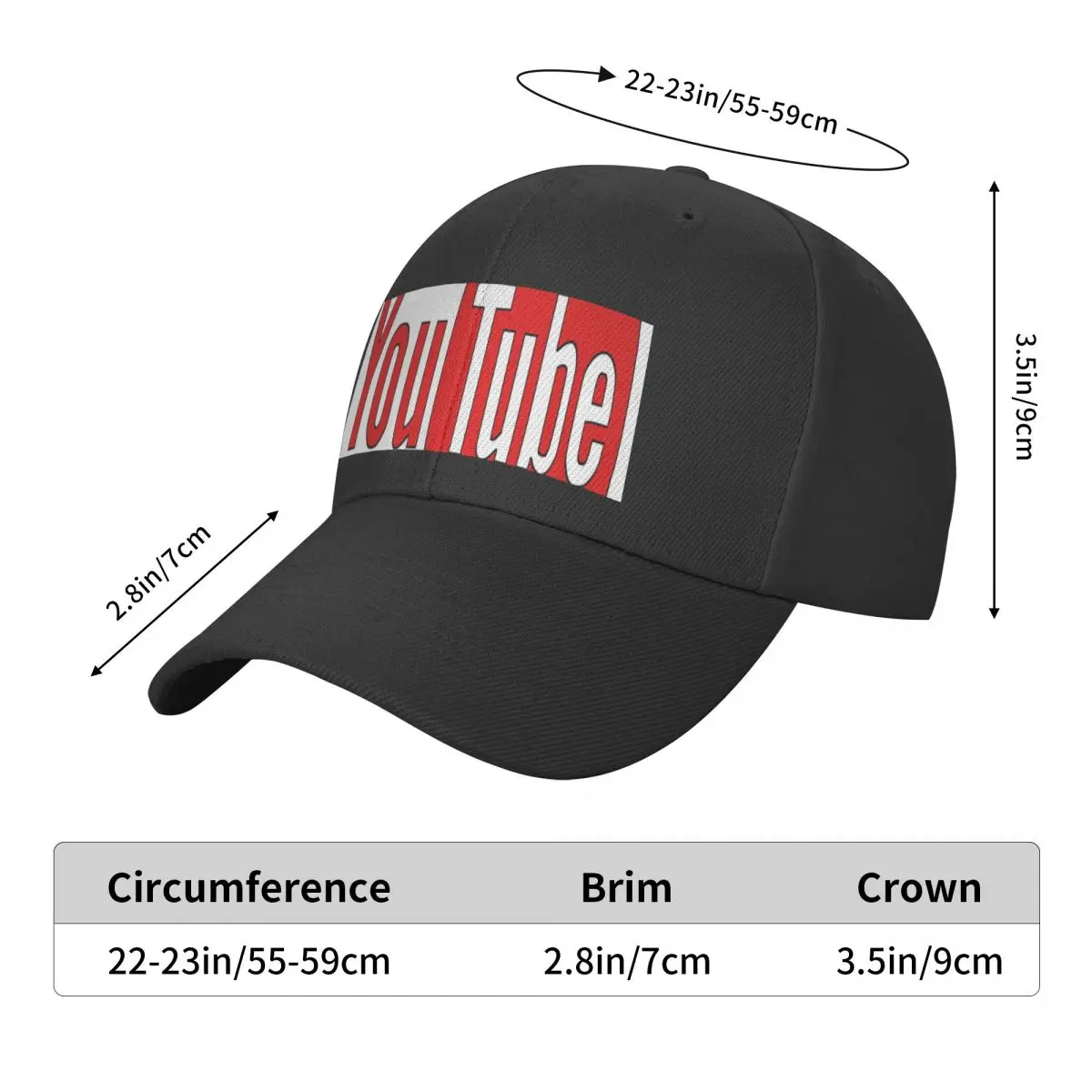 Youtube Logo Baseball Cap Rave Luxusmarke Vintage weibliche Männer