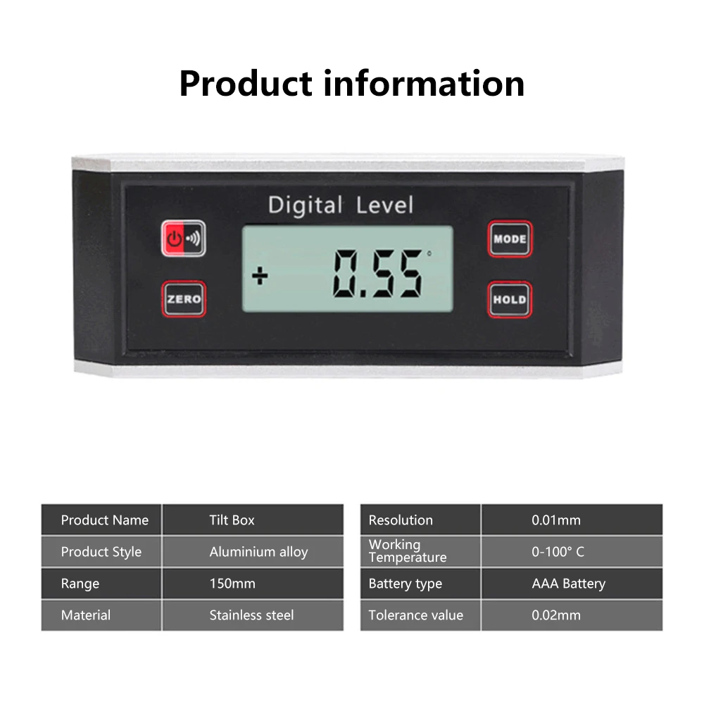 Magnetic Digital Protractor Inclinometer LCD High-precision Level Box Waterproof Angle Meter Slope Conversion Meter Inclinometer