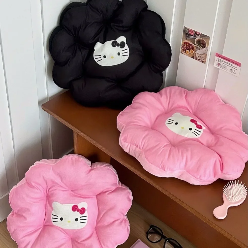 Kawaii Cute Anime Peripheral Sanrio Hello Kitty Cartoon Pink Flower At Home Office Pupil Soft Warm Cushion Festivals Gift