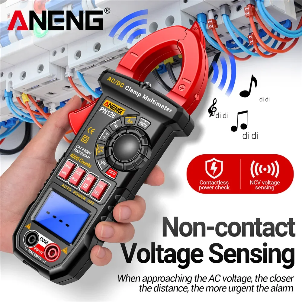 Clamp Multimeter Digital Tester ANENG PN128 Non-contact Voltage Sensing 4000 Count Current Voltmeter Electrician Detector Repair