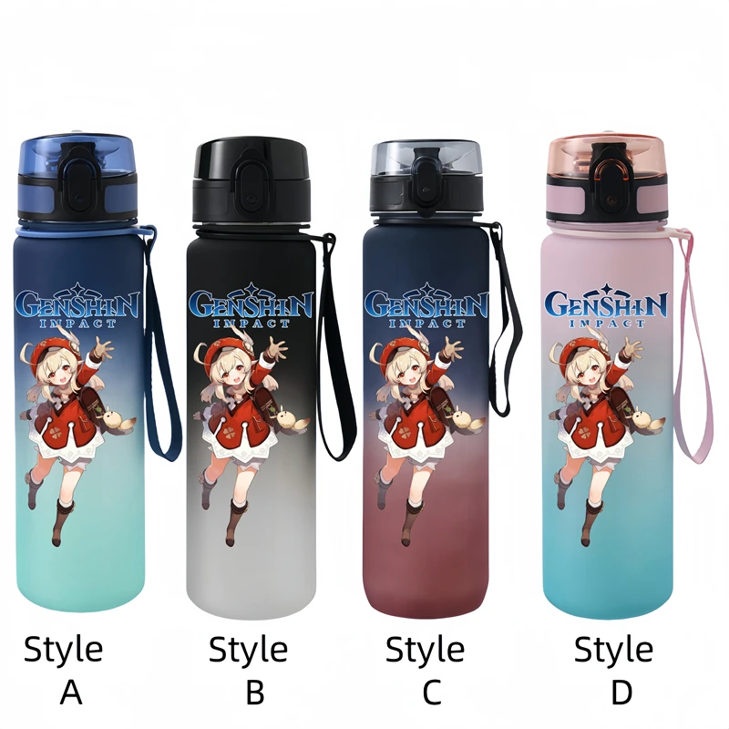 650ML Genshin Impact  Game Figure Water Cup Portable Children's  Plastic Outdoor Sports Large Capacity Anti-drip Water Bottle