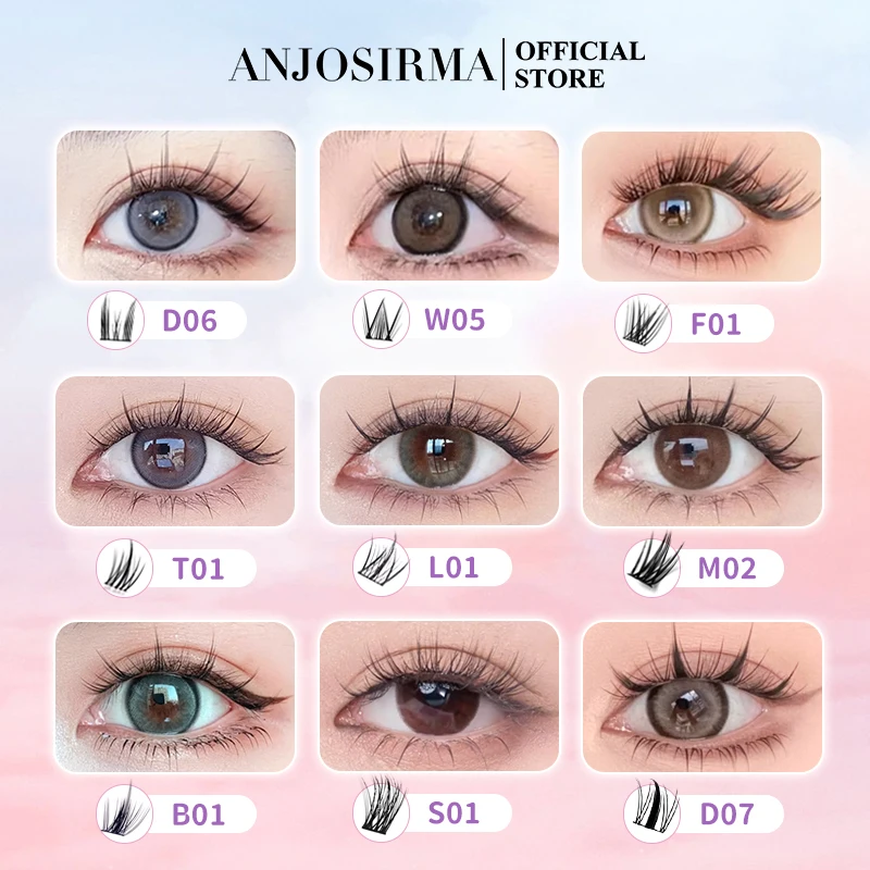 ANJOSIRMA 10 righe Set di Extension ciglia fai da te Natural Soft Cluster ciglia finte C/D Curl Anime ciglia beauty eye lashes