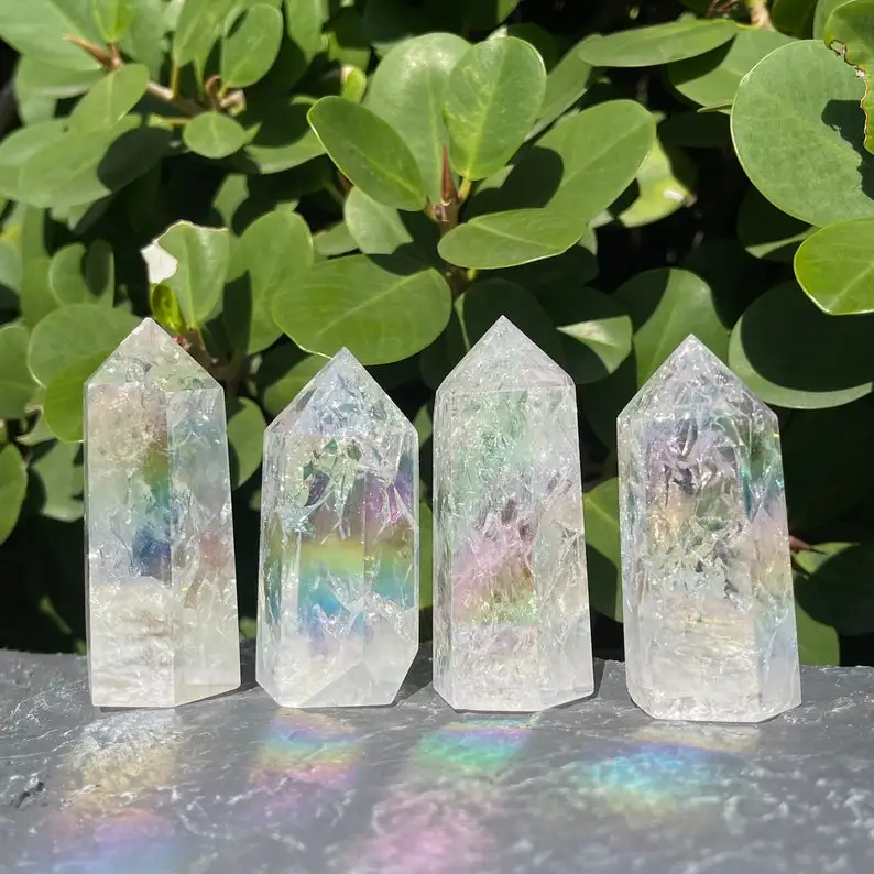 1pc Natural Angel Aura Tower,Crystal Tower,Quartz Point Tower,Healing Crystal Tower,Energy Crystal Tower,Home Decor Tower