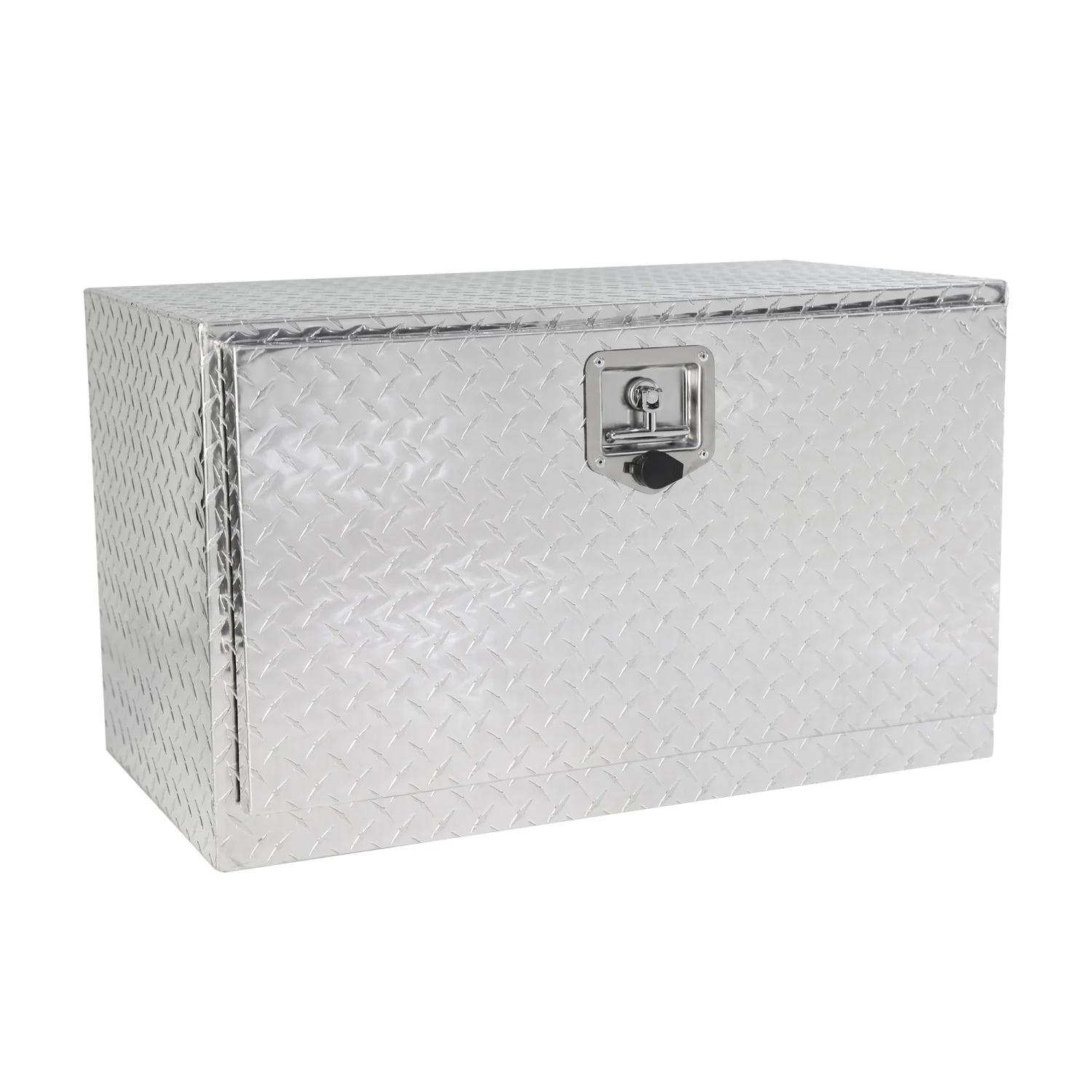 Caja de herramientas chapada en rayas de aluminio de 30 pulgadas, caja de herramientas para recoger camión, cama, remolque RV, organizador de almacenamiento cuadrado impermeable con cerradura y