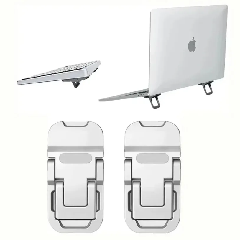 2pcs/Set  Adjustable Angles Foldable Desktop Invisible Laptop Mini Portable Alloy Laptop Stand Riser For Notebook Laptop