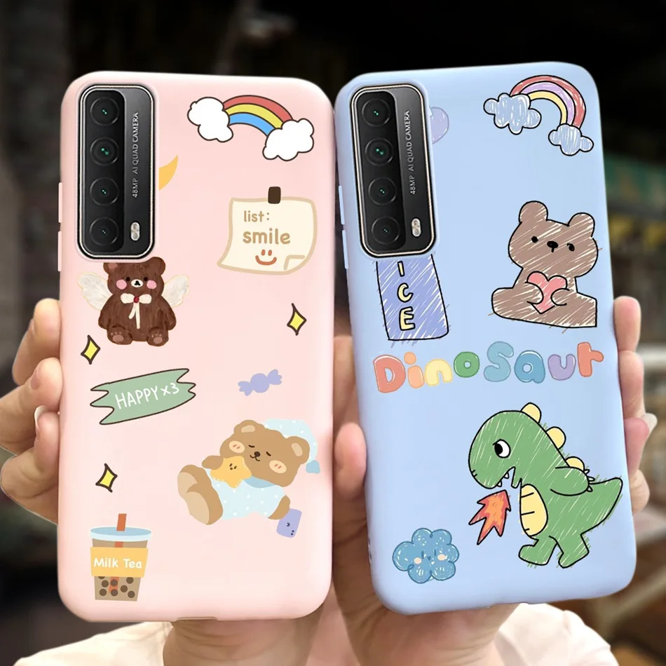 For Huawei P Smart 2021 Phone Case Cute Candy Color Back Cover For Huawei Y7A Y 7A PPA-LX3 LX2 Psmart 2021 Soft Silicone Cases