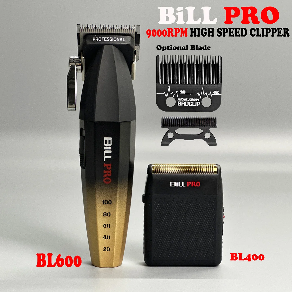

BiLLPRO BL600 BL400 Professional Barber Electric Push Hair Clipper Oil Head Gradient Engraving Head Whitening Device Shaver Tool