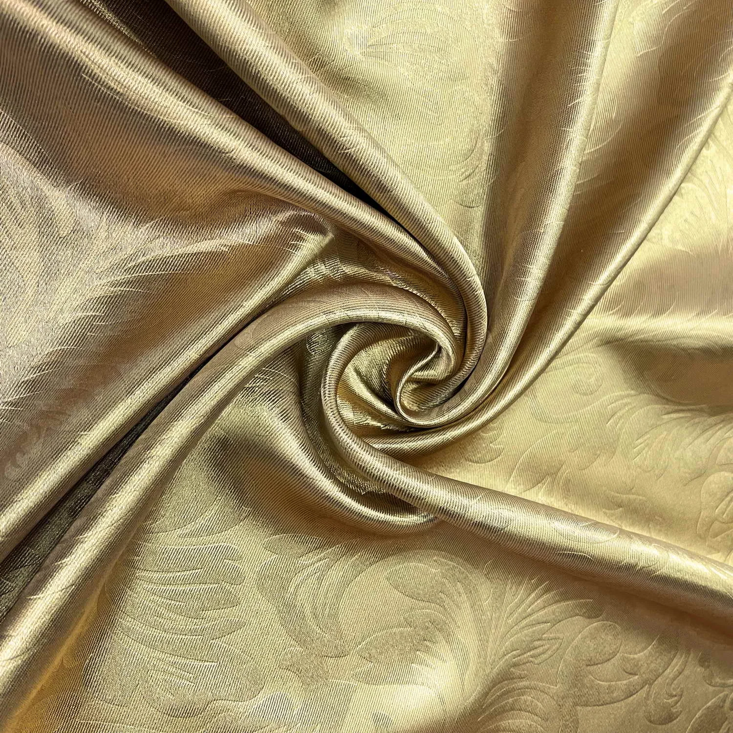 Golden European Jacquard Blackout Curtains ,Leaf Embossed Botanical Thermal Insulated Window Treatment For Living Room Decor