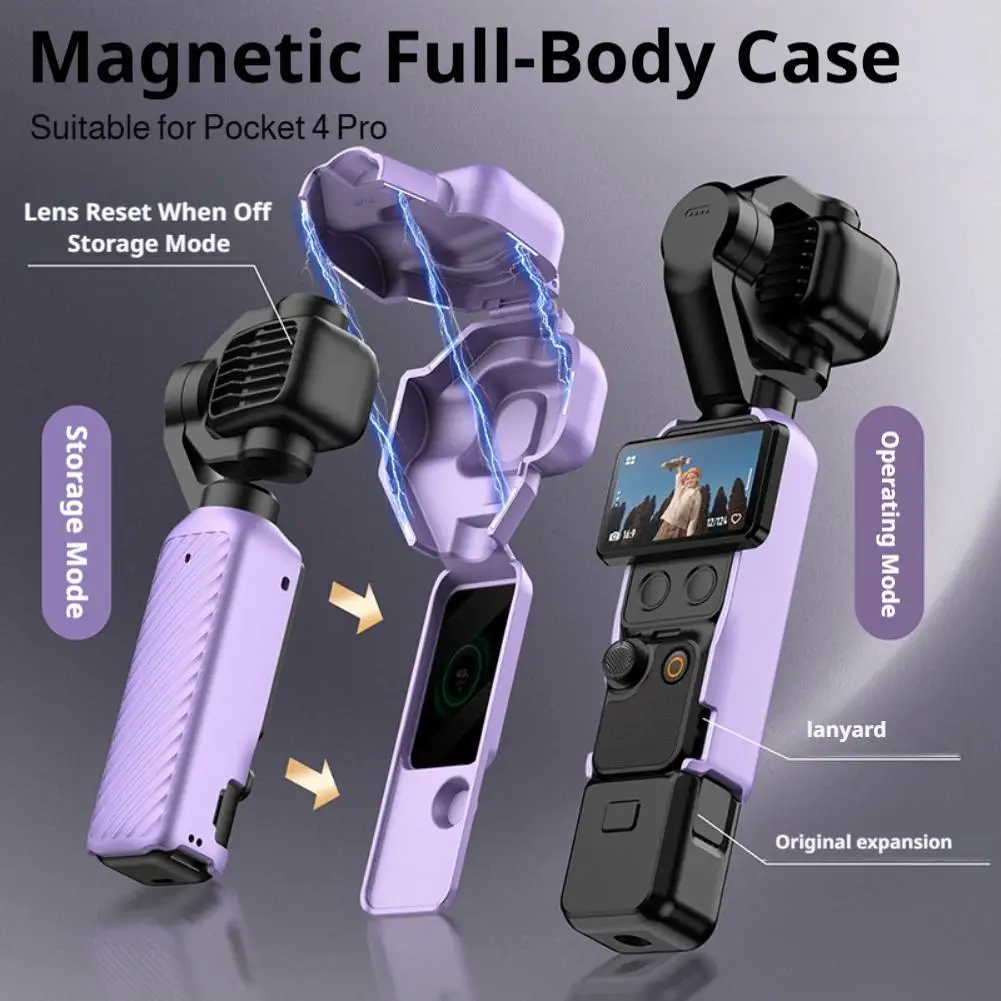 Magnetic Snap Protective Case for DJI Pocket 4 Pro Protective Case, All-Inclusive Cover Quick-Release Protective Accessories