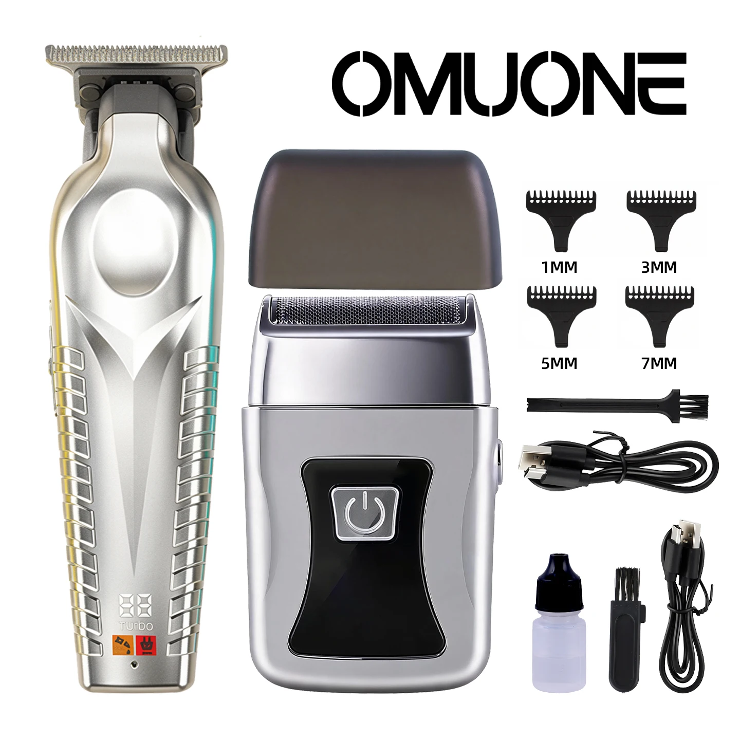 OMUONE Trimmer Rechargeable Hair Clipper Facial Grooming Set Cordless Electric Clipper Professional Hair Trimmer for Men