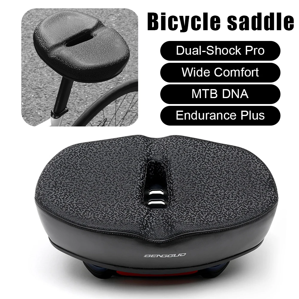 

Улучшенное велосипедное сиденье с двойной амортизацией, подходит для горных велосипедов, комфортное седло, аксессуары для велоспорта.