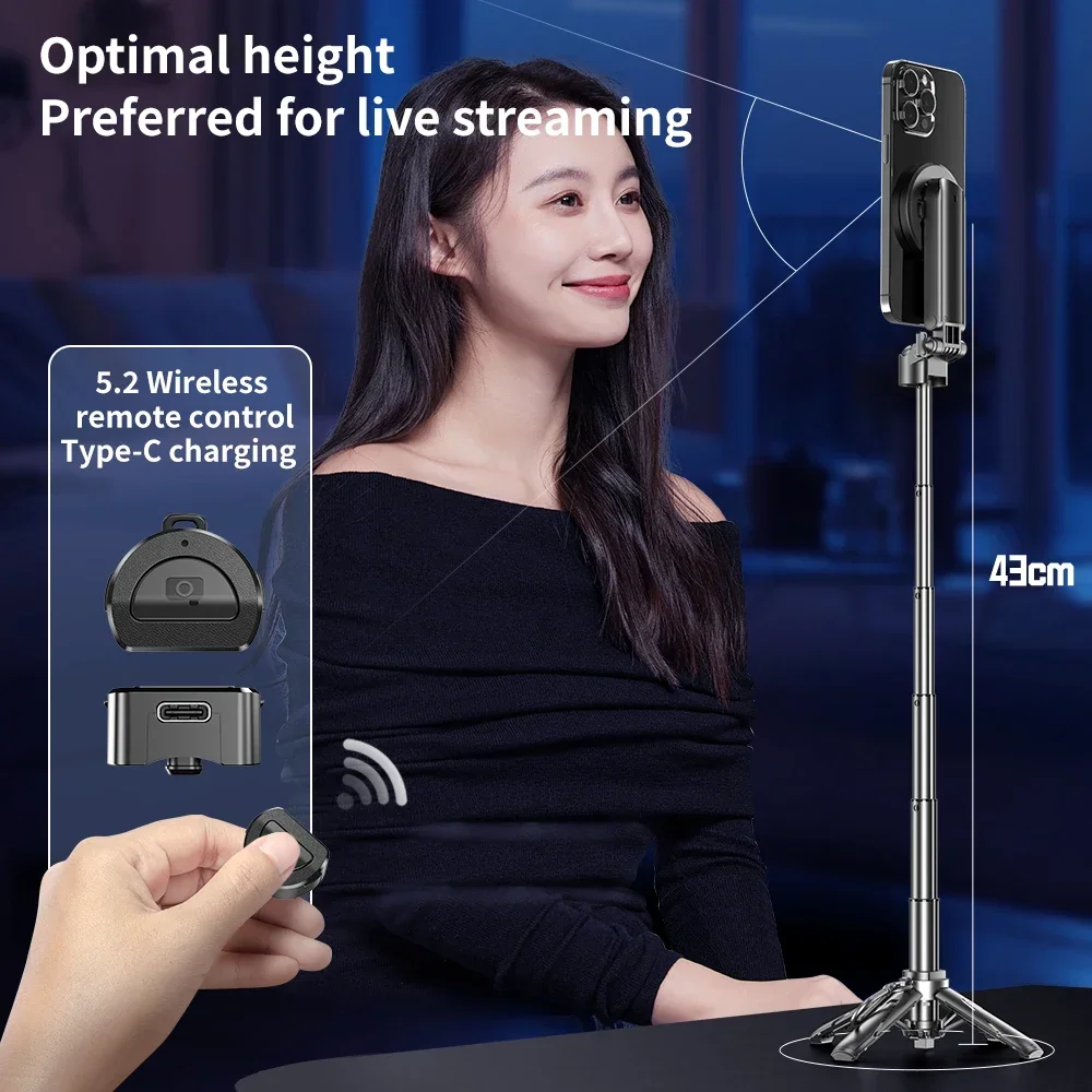 

Mini Tripod Handle Bracket Stand Smart Phone Magnetic Hand Grip 3 in 1 Selfie Sticks for Vlog Live Broadcast Self-timer