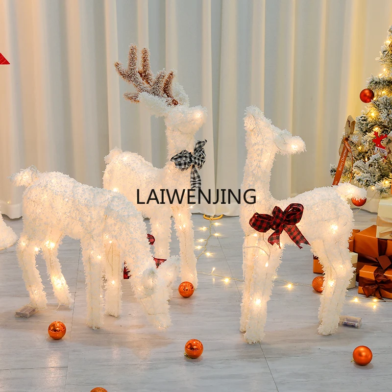 MJY white luminous Christmas deer ornament hotel shopping mall window