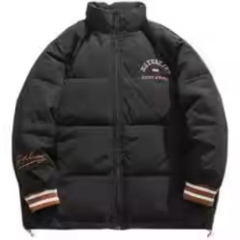 سترة قطنية كبيرة الحجم بياقة واقفة للرجال شتوية جديدة سترة خبز سميكة سترة قطنية ذات علامة تجارية أمريكية عالية الشارع