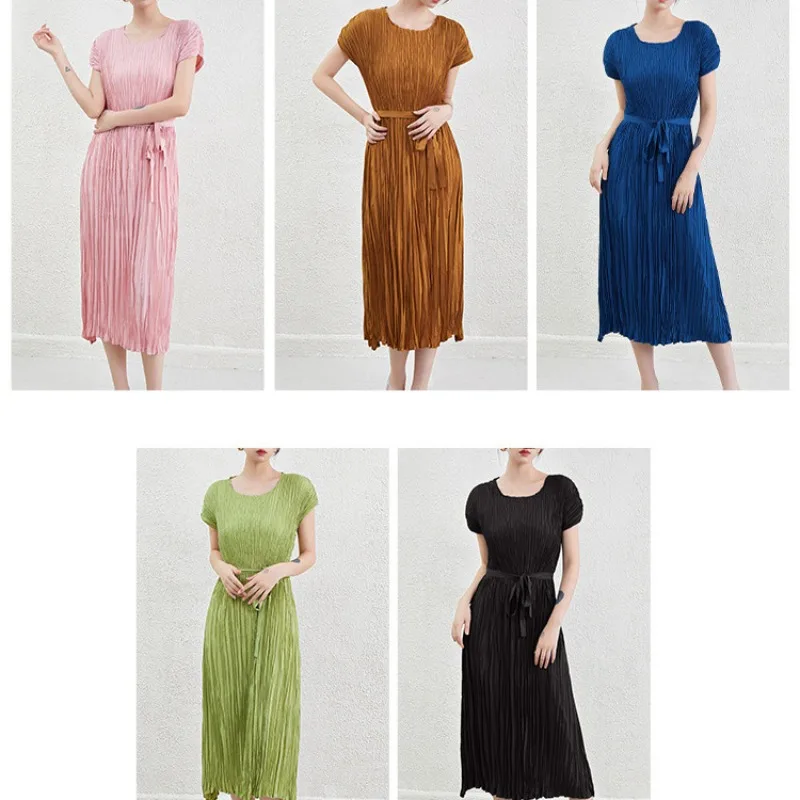 

Miyake Pleated 2026 New Spring and Summer Fashion Big Size Skirt Temperament Casual Pleated Senior Sense Dress Female Pleats